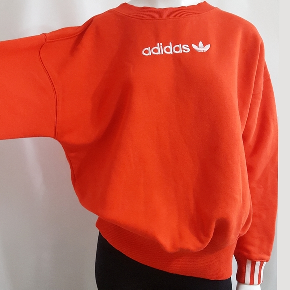 Adidas Originals❤Coeeze❤Red Fleece Sweatshirt Top| X3 Stripes Cuff - Picture 6 of 10